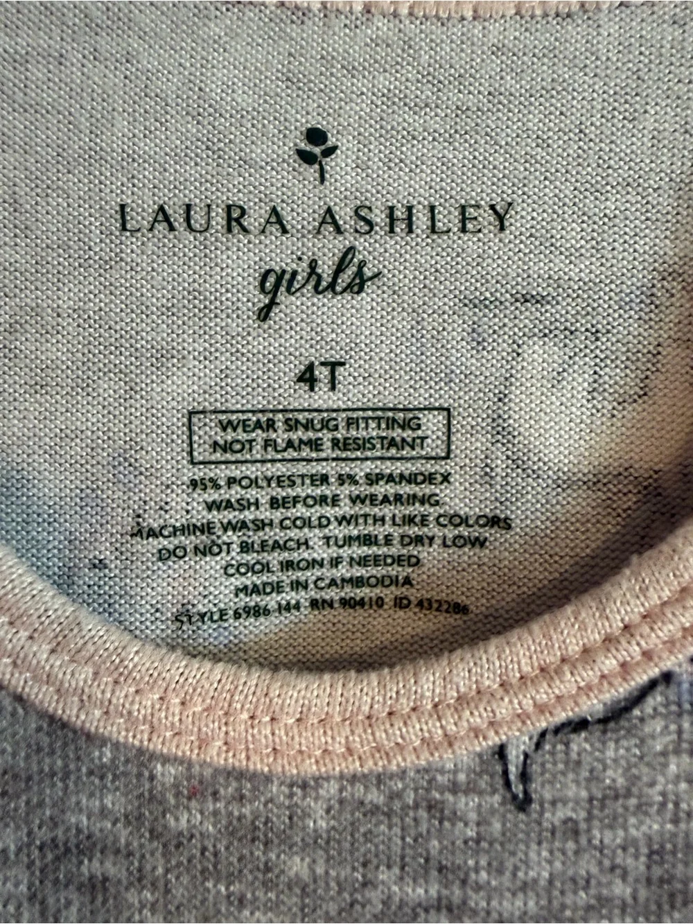 Laura Ashley Gray Fox & Paw Print Long-Sleeve Tee with Pink Trim